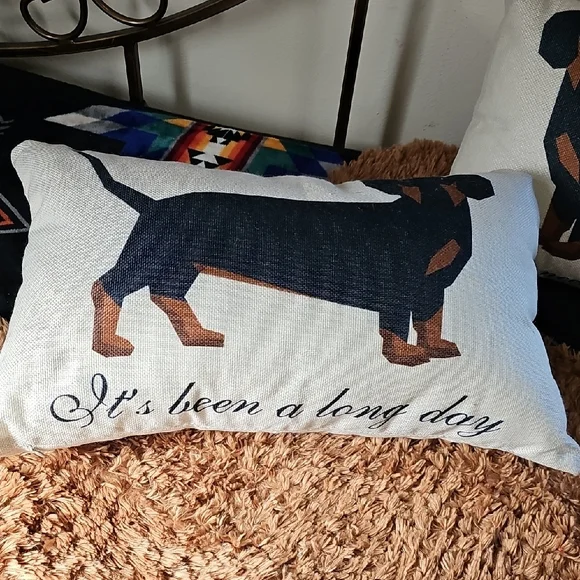 New Utopia Bedding 2 Dachshund Print Throw Pillows set zippered 12 x 20 - Picture 5 of 16